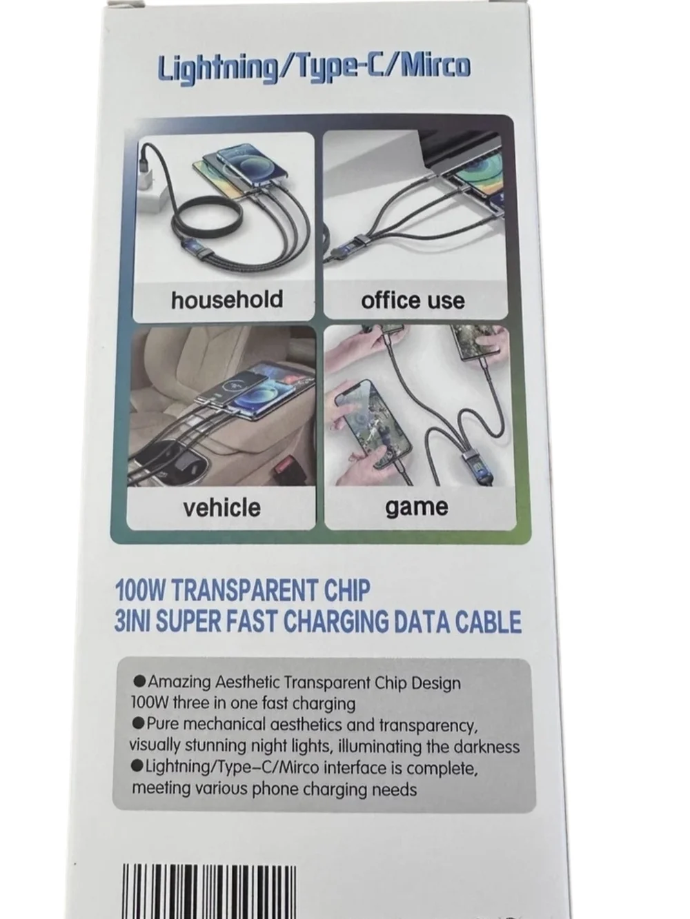3-in-1 Super Fast Charging Cable - Black